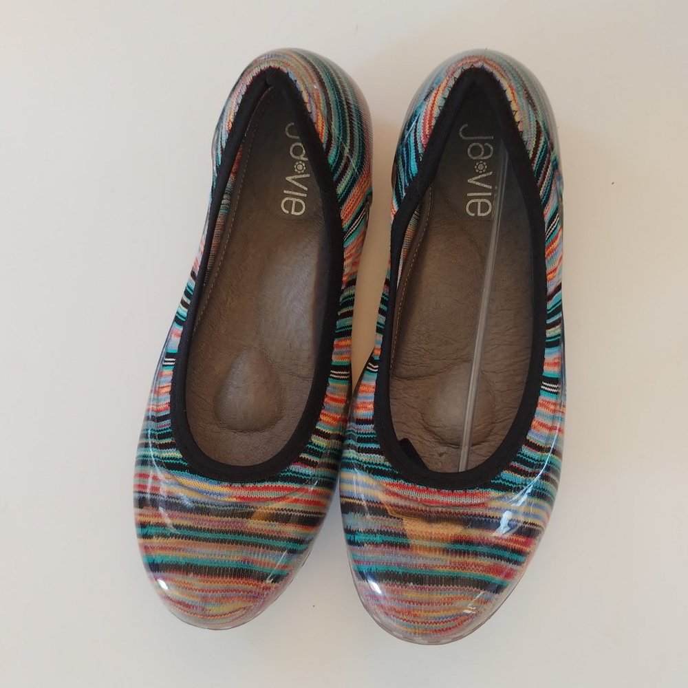JA-VIE FIESTA STRIPE JELLY FLATS  NWOB US 8